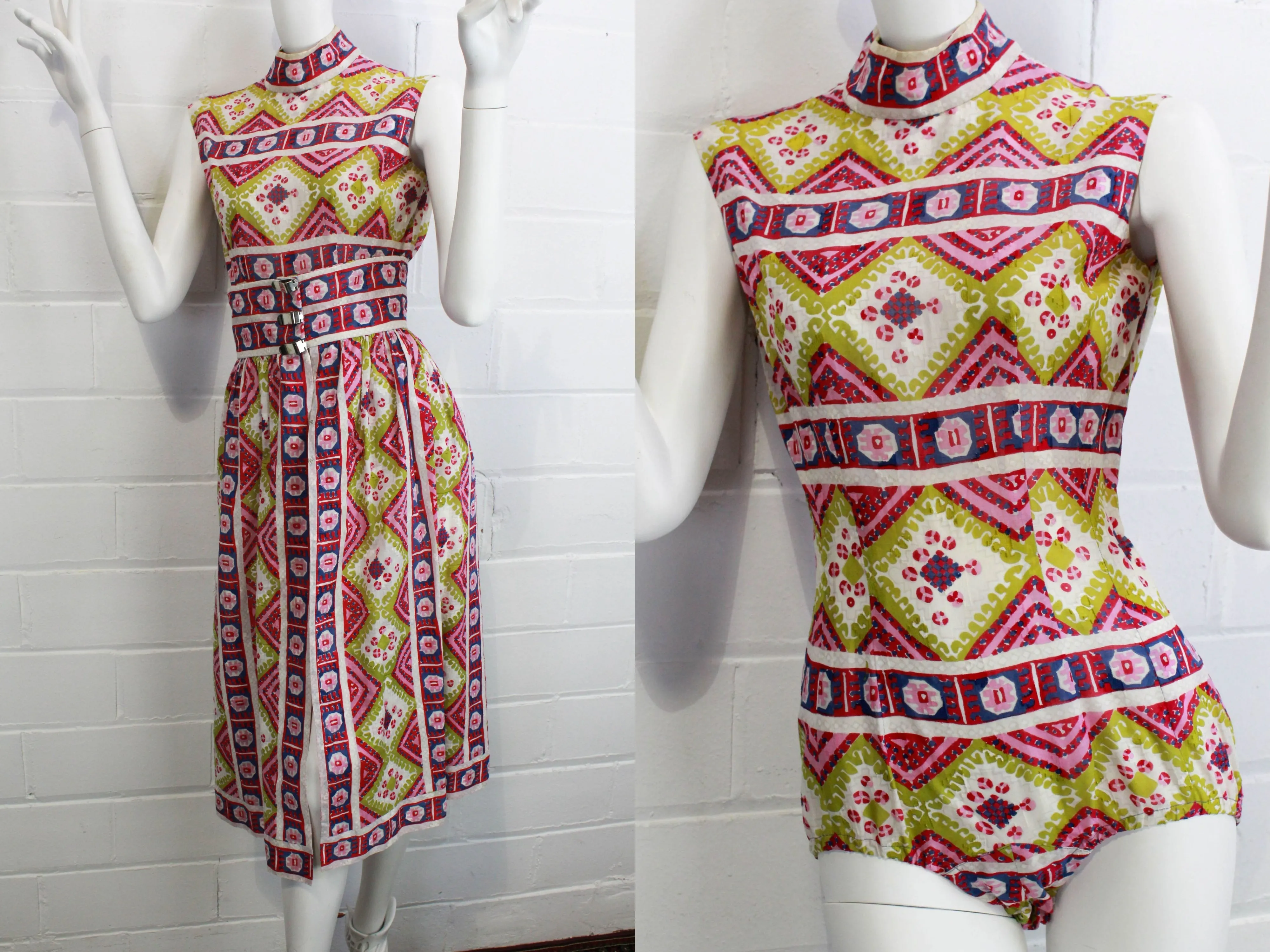 1960s Pauline Trigère Two Piece Bodysuit and Skirt Set