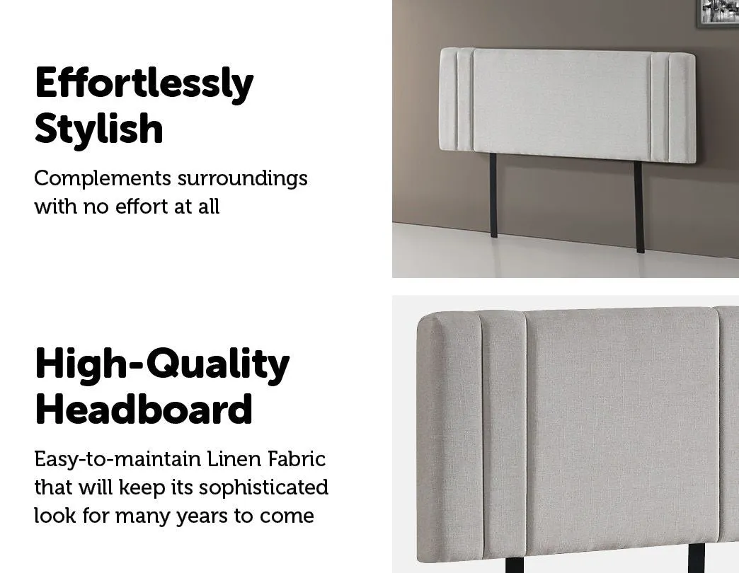 Adjustable Height Linen Fabric Queen Headboard - Beige