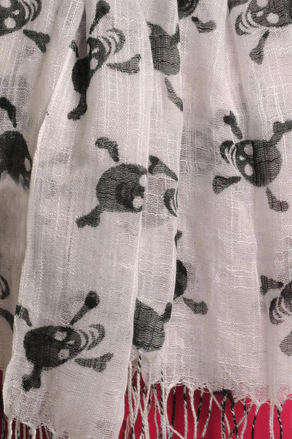 Black Crossbones On White With Tassels