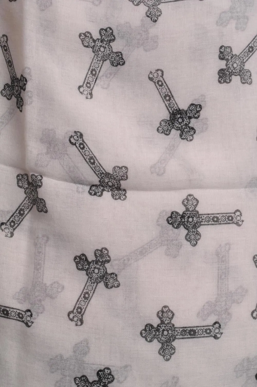 Black Lace Crosses On White Unisex Scarf & Beach Sarong