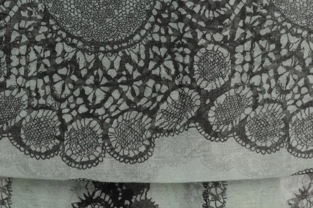 Black Lace On Moss Green Unisex Scarf & Beach Sarong