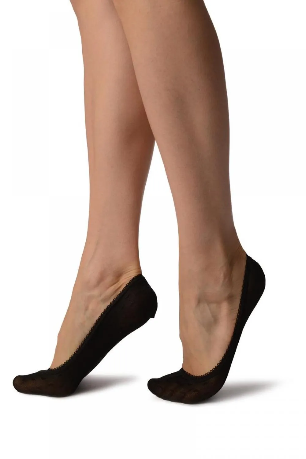 Black Mesh With Little Hearts & Elasticated Top Essential Footies