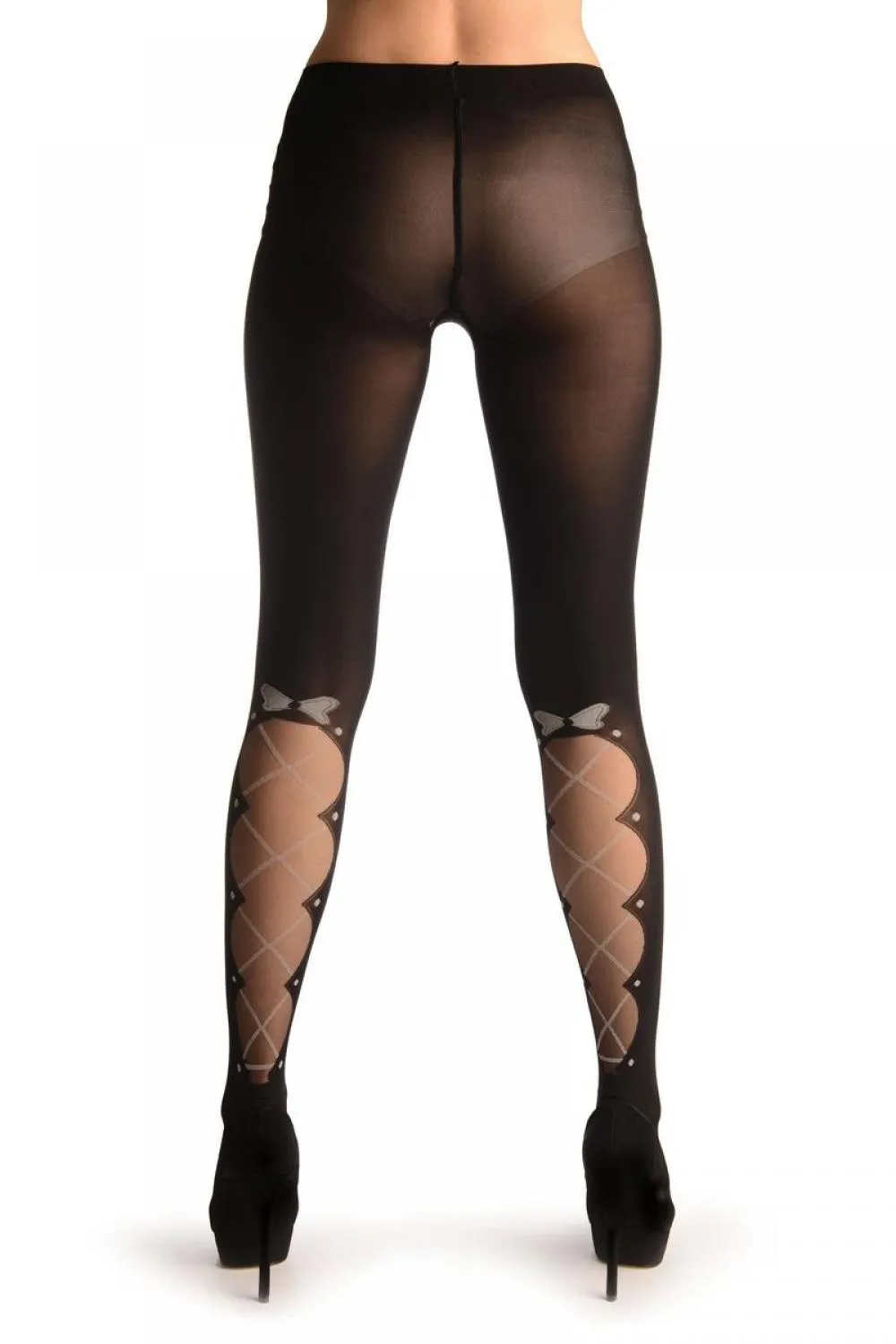 Black Opaque With Transparent Lace Up Panel
