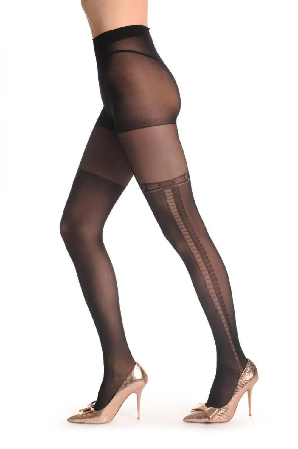 Black Sheer Over The Knee With Transparent Ribbon & Bow