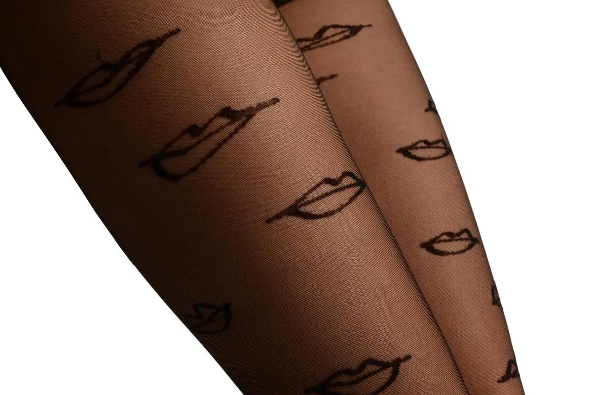 Black Sheer With Woven Lips