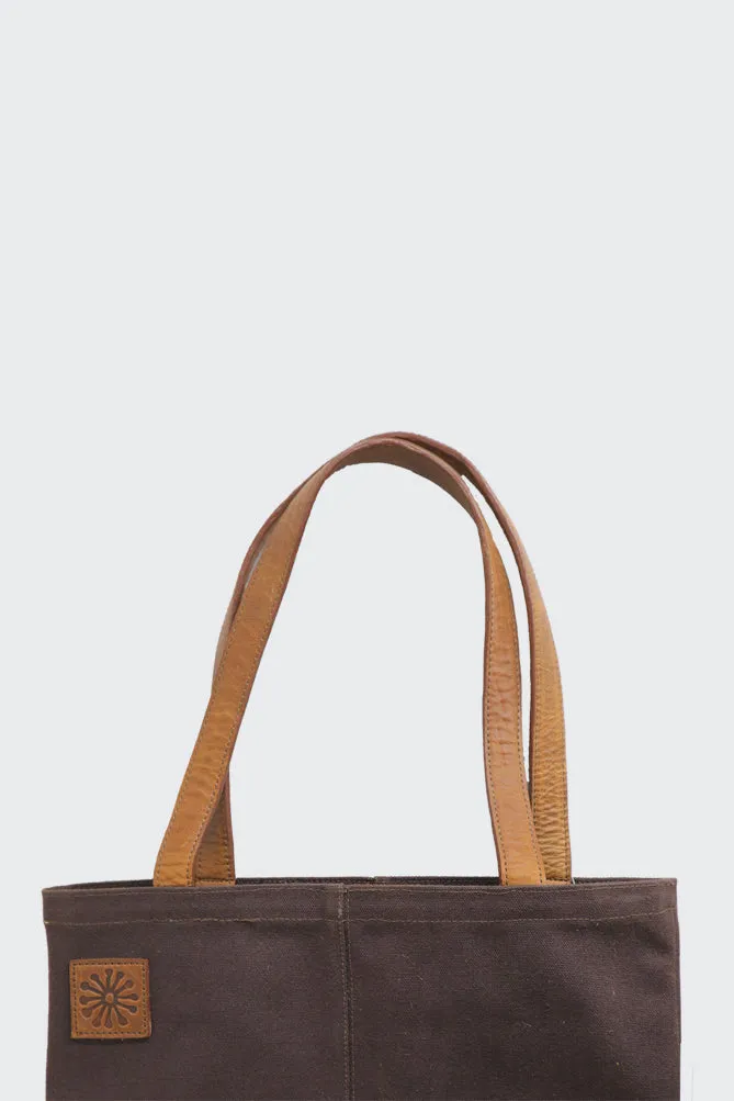 Canvas Waterproof Tote Bag- Brown
