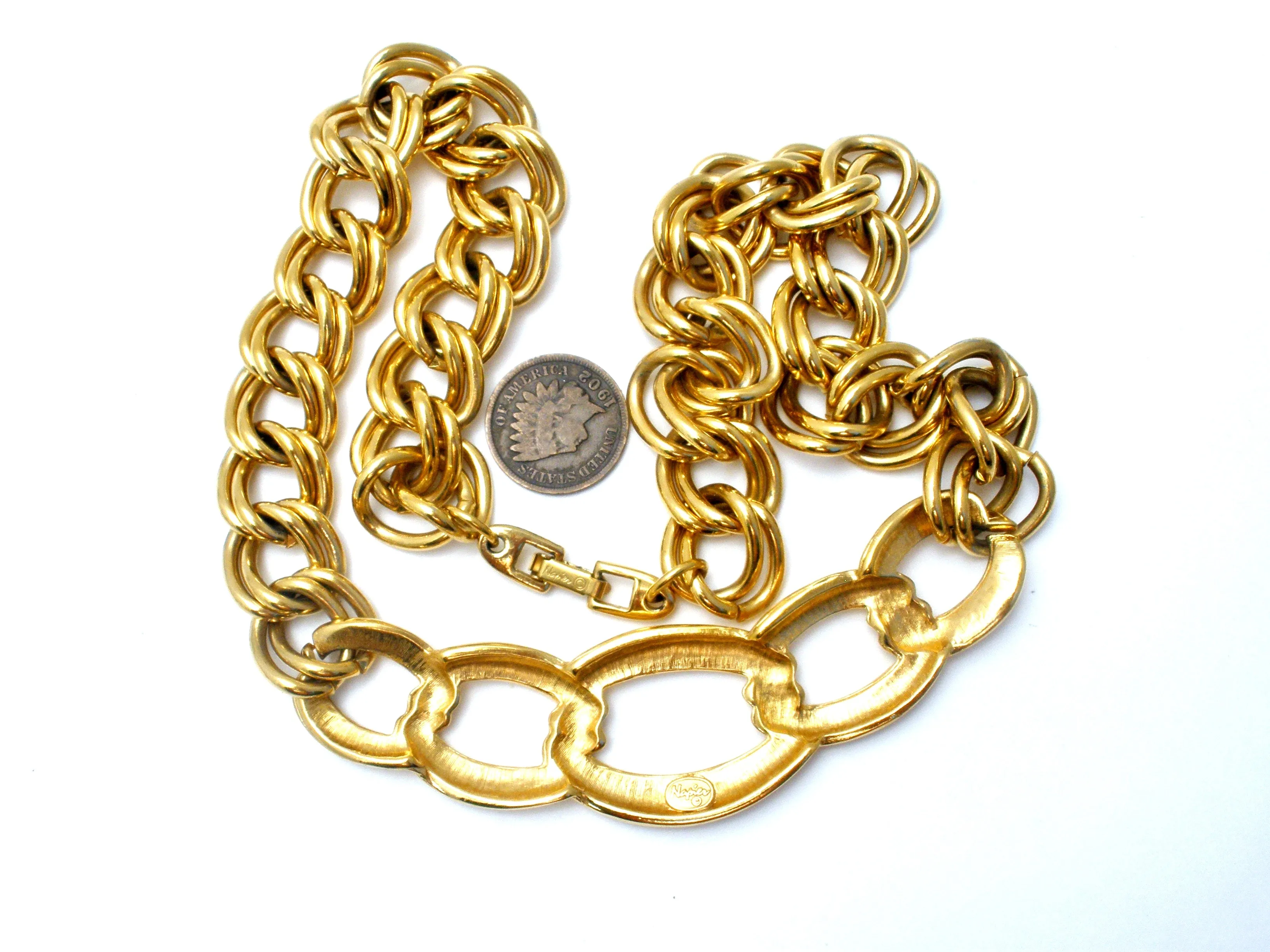 Chunky Napier Link Chain Necklace Vintage