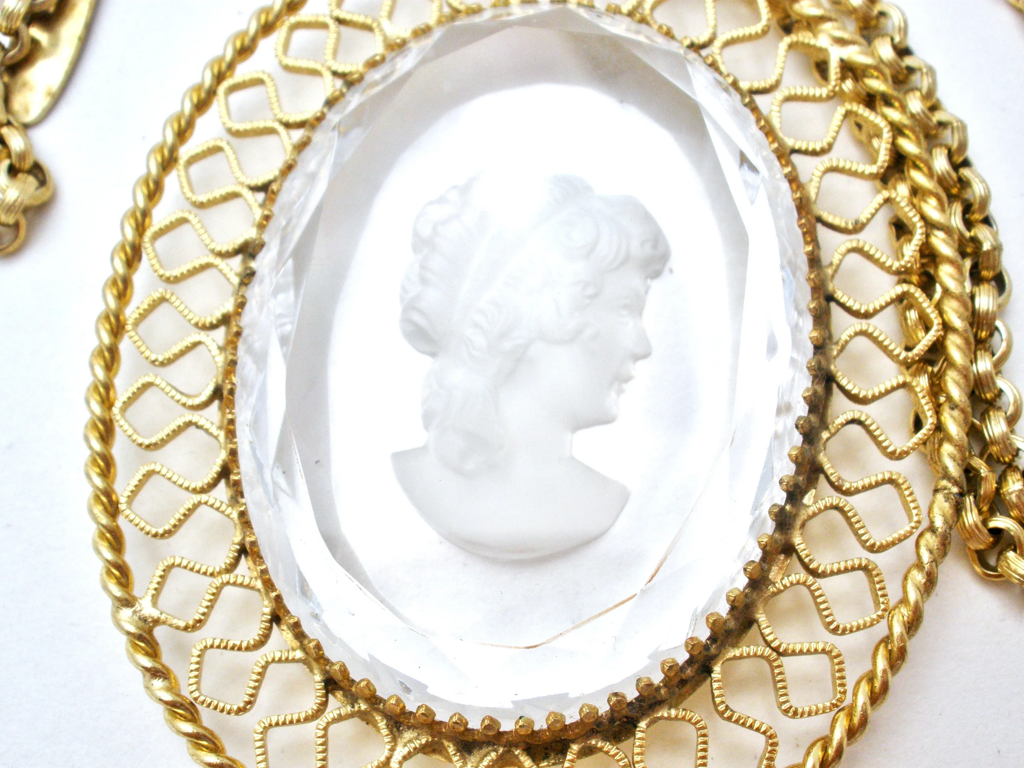 Glass Intaglio Cameo Necklace by Whiting & Davis