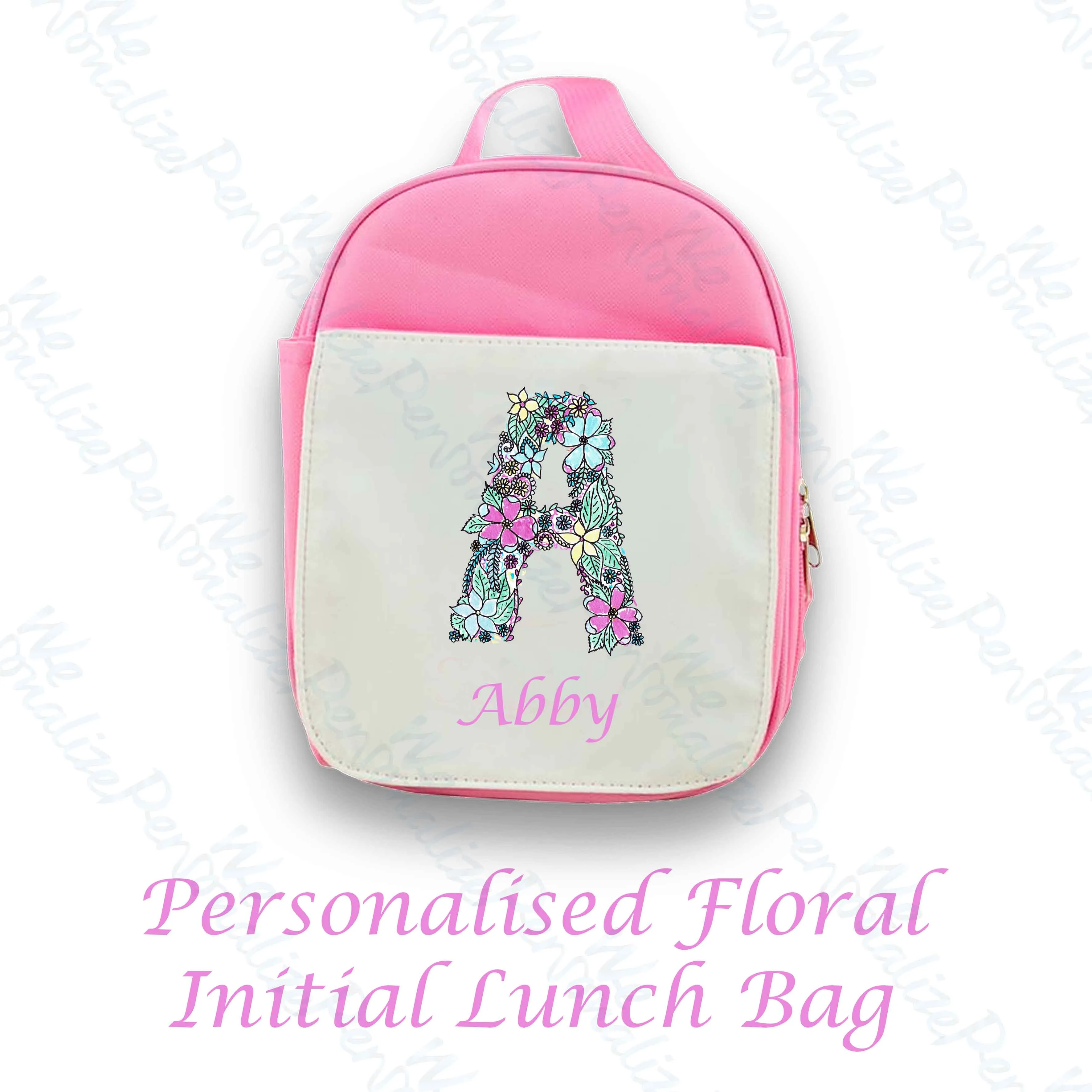 Personalised Floral Alphabet Lunch Bag
