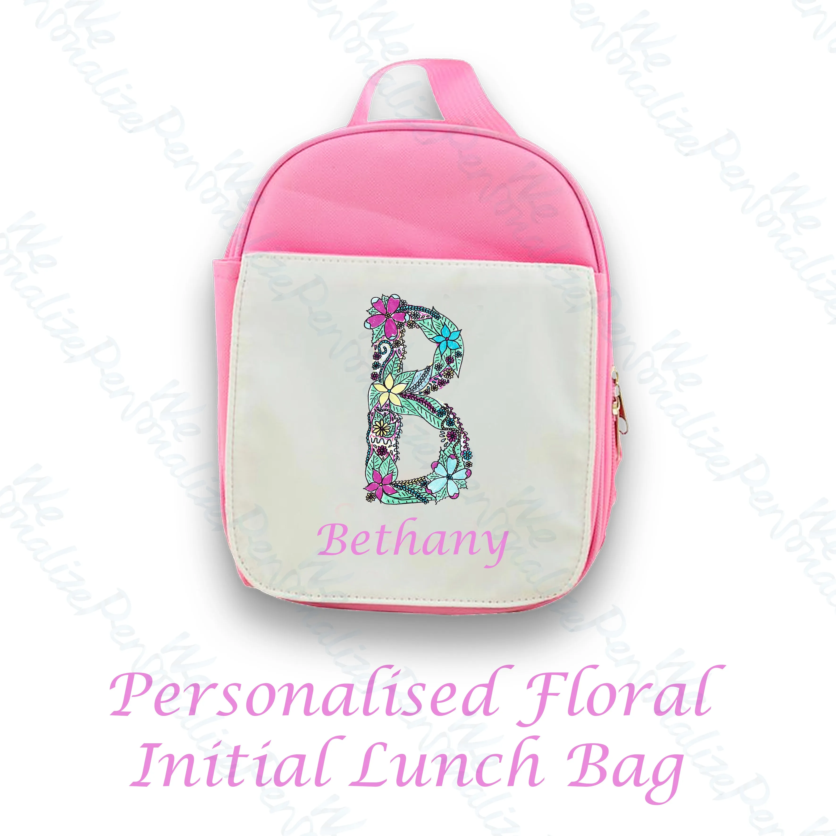 Personalised Floral Alphabet Lunch Bag