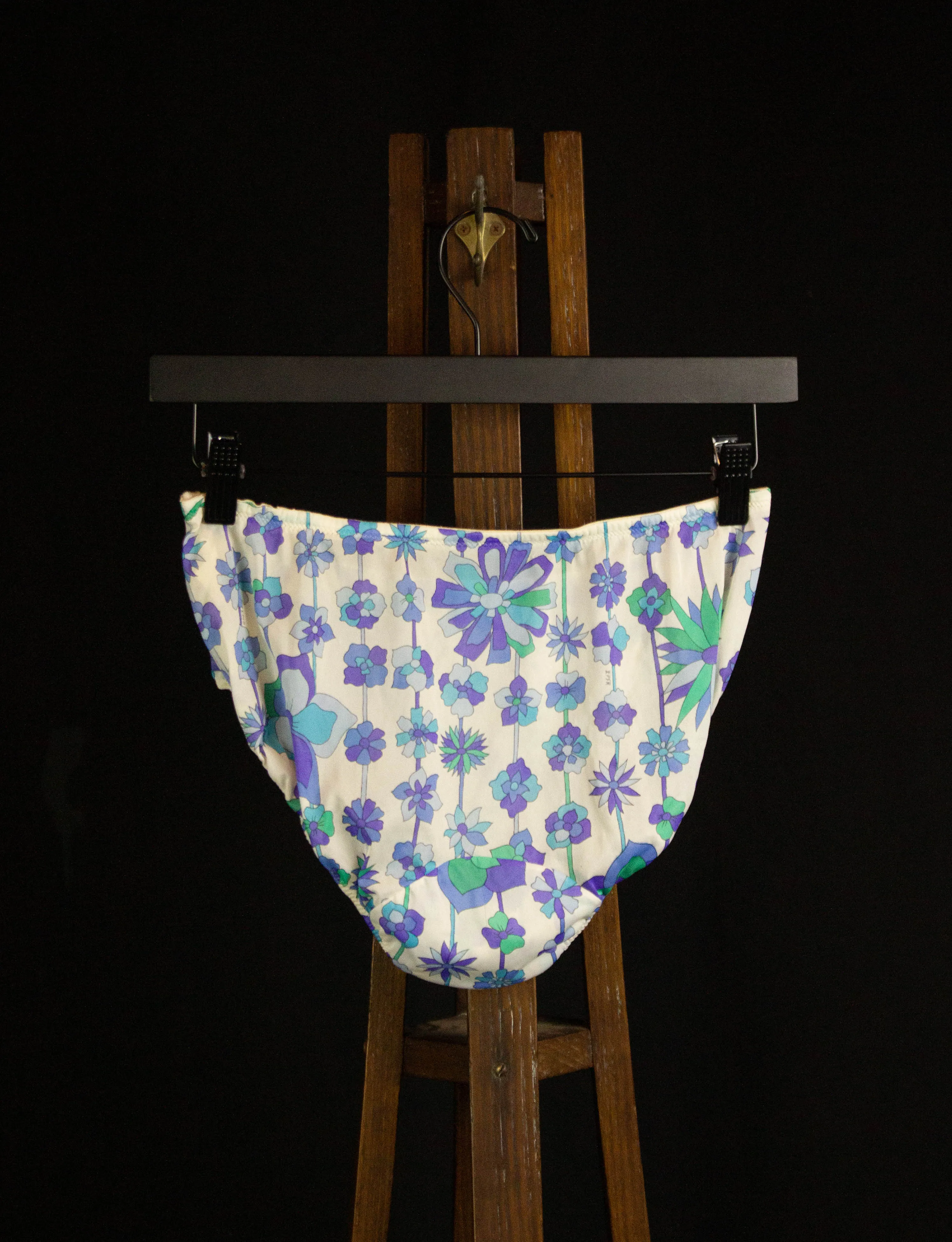 Vintage Emilio Pucci Women's Underwear 70s Blue and White Small